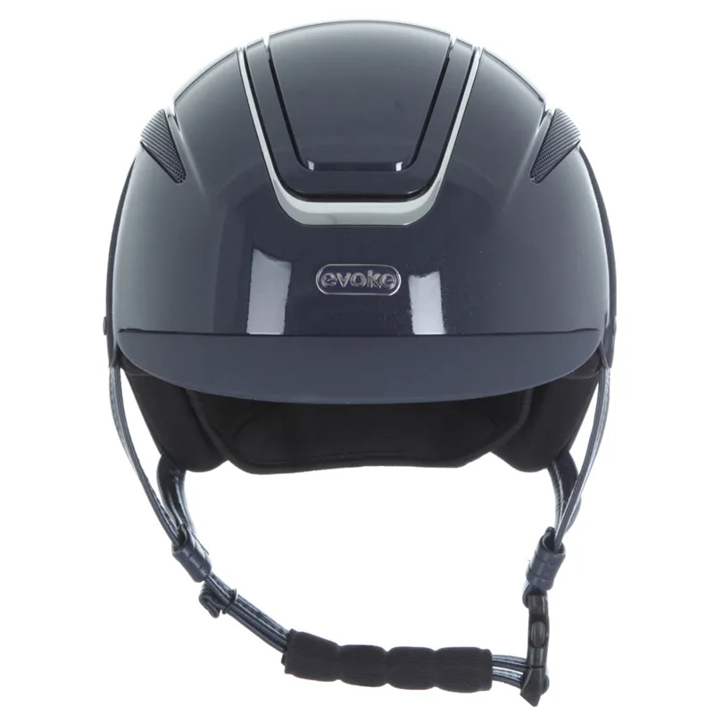 Evoke Callisto Classic Peak Riding Hat - Navy Metallic/Chrome-1