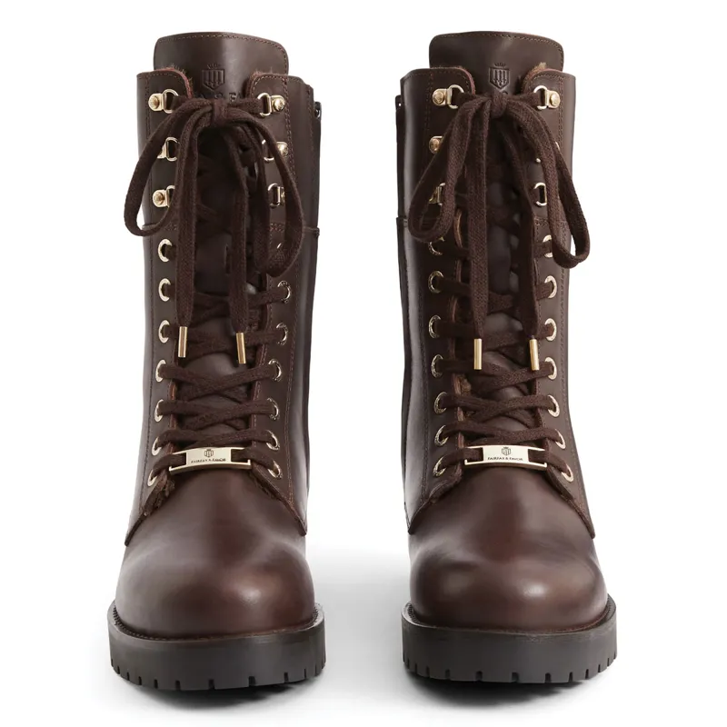 Fairfax and Favor Anglesey Ladies Combat Boots - Mahogany Leather-1