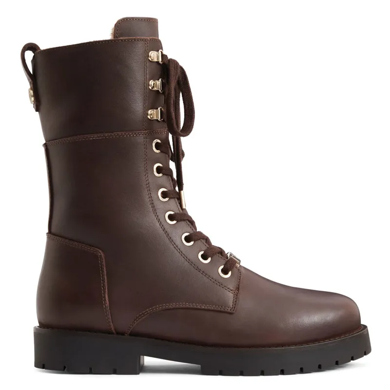 Fairfax and Favor Anglesey Ladies Combat Boots - Mahogany Leather-4