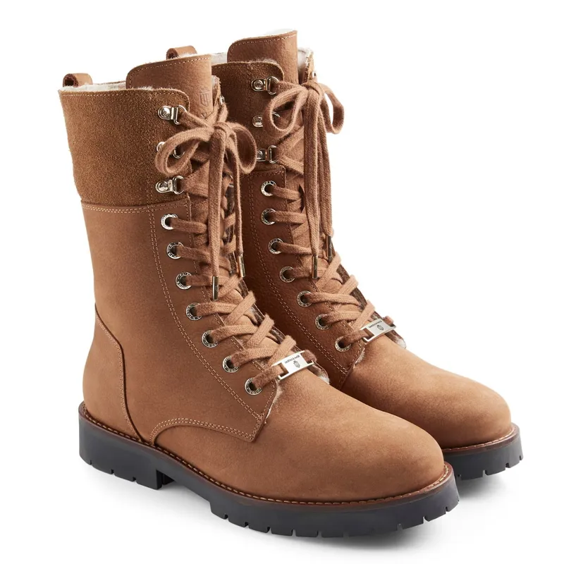 Fairfax and Favor Anglesey Womens Combat Boots - Cognac Nubuck