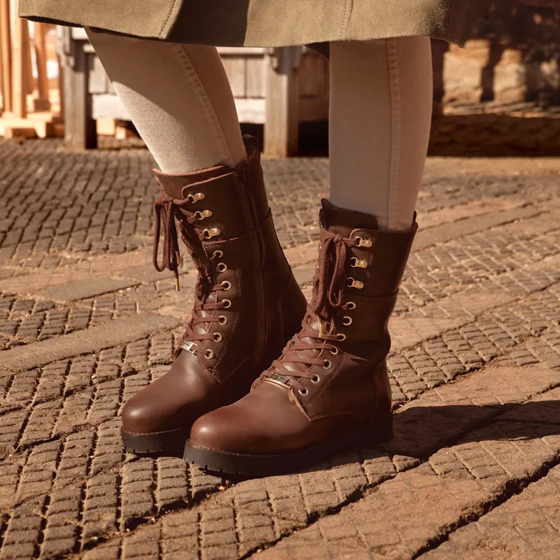 Fairfax and Favor Anglesey Ladies Combat Boots - Mahogany Leather-6