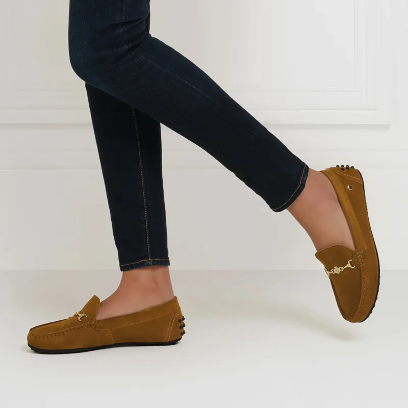 Fairfax and Favor Trinity Womens Drivers Shoes - Tan Suede-5