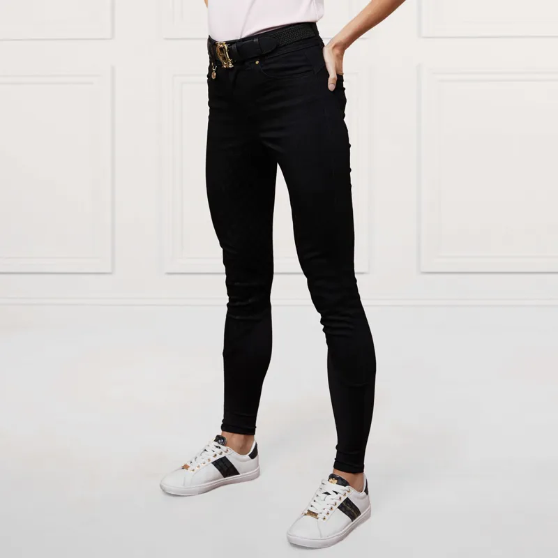 Holland Cooper Denim Thermal Full Grip Ladies Breeches - Black-1