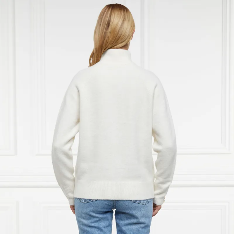 Holland Cooper Tori Half Zip Knit Ladies Jumper - Natural-1