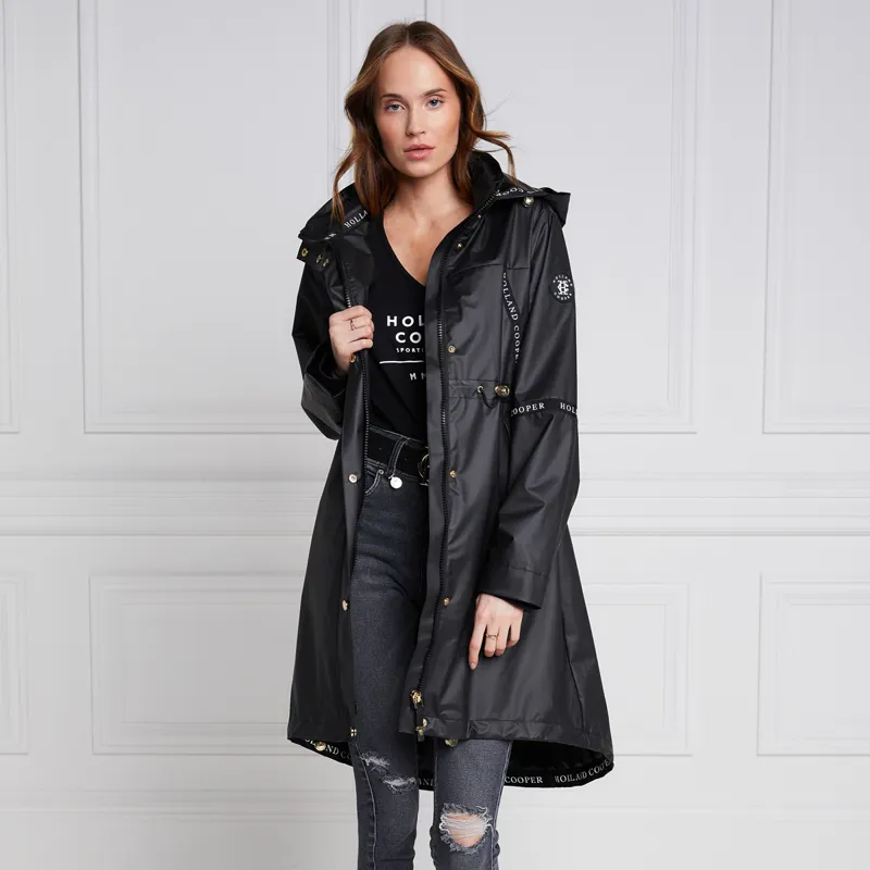 Holland Cooper Ladies Waterproof Rain Coat - Matte Black-1