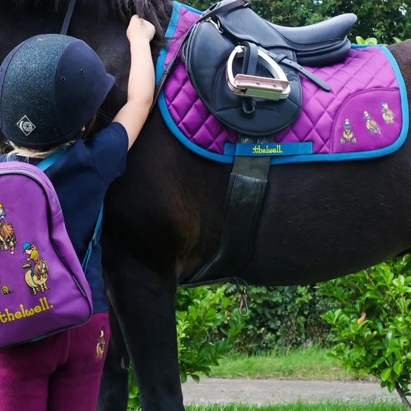 Hy Equestrian Thelwell Pony Friends Saddlecloth - Purple/Blue-2