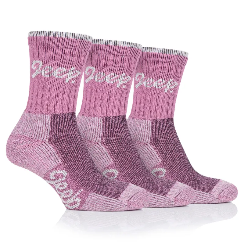 Jeep Luxury All Terrain Ladies Socks 3 Pack - Rose