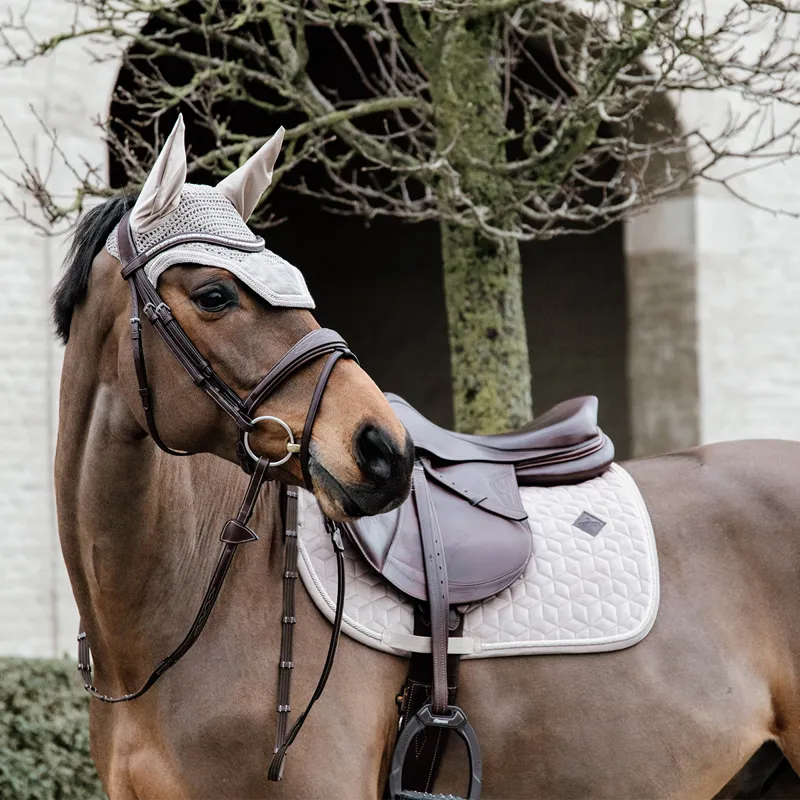 Kentucky Velvet Jumping Saddlecloth - Beige-3