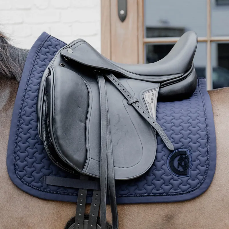 Kentucky 3D Logo Plaited Dressage Saddlecloth - Navy-1