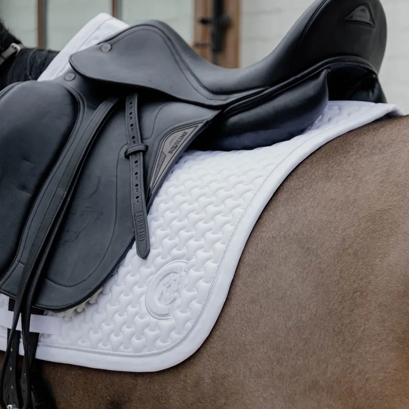 Kentucky 3D Logo Plaited Dressage Saddlecloth - White-3