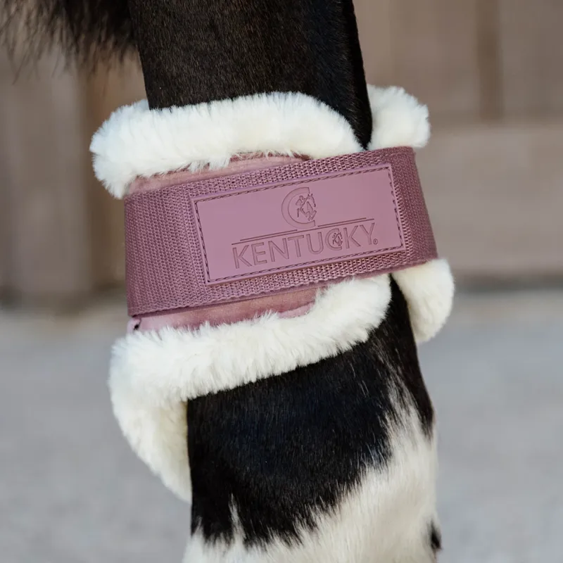 Kentucky Velvet Young Horse Vegan Sheepskin Fetlock Boots - Old Rose-1