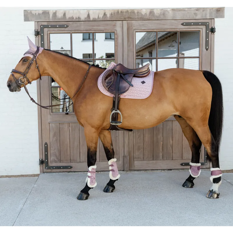 Kentucky Velvet Young Horse Vegan Sheepskin Fetlock Boots - Old Rose-3