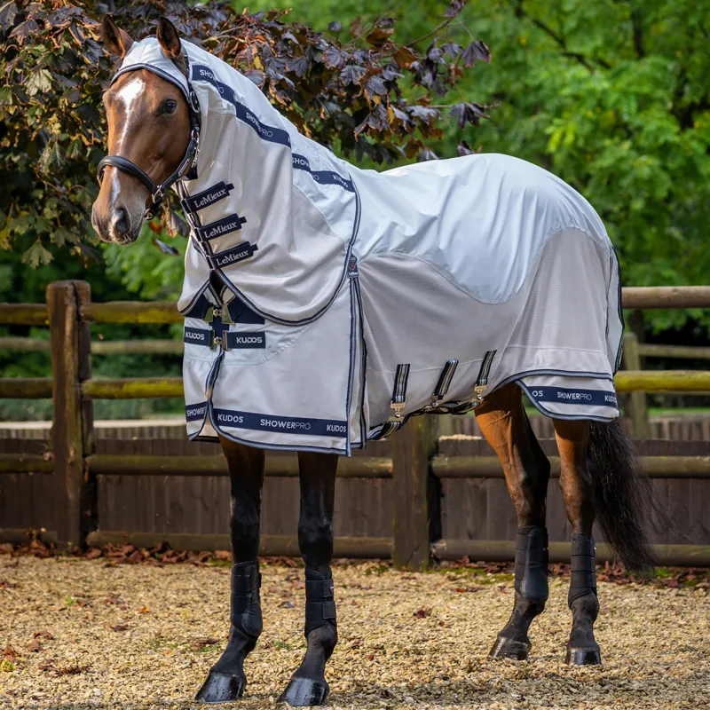 LeMieux Kudos Shower Pro Waterproof Detachable Neck Fly Rug - Grey