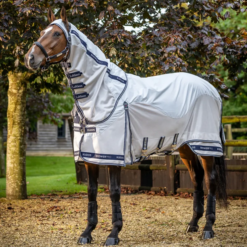 LeMieux Kudos Shower Pro Waterproof Detachable Neck Fly Rug - Grey-1