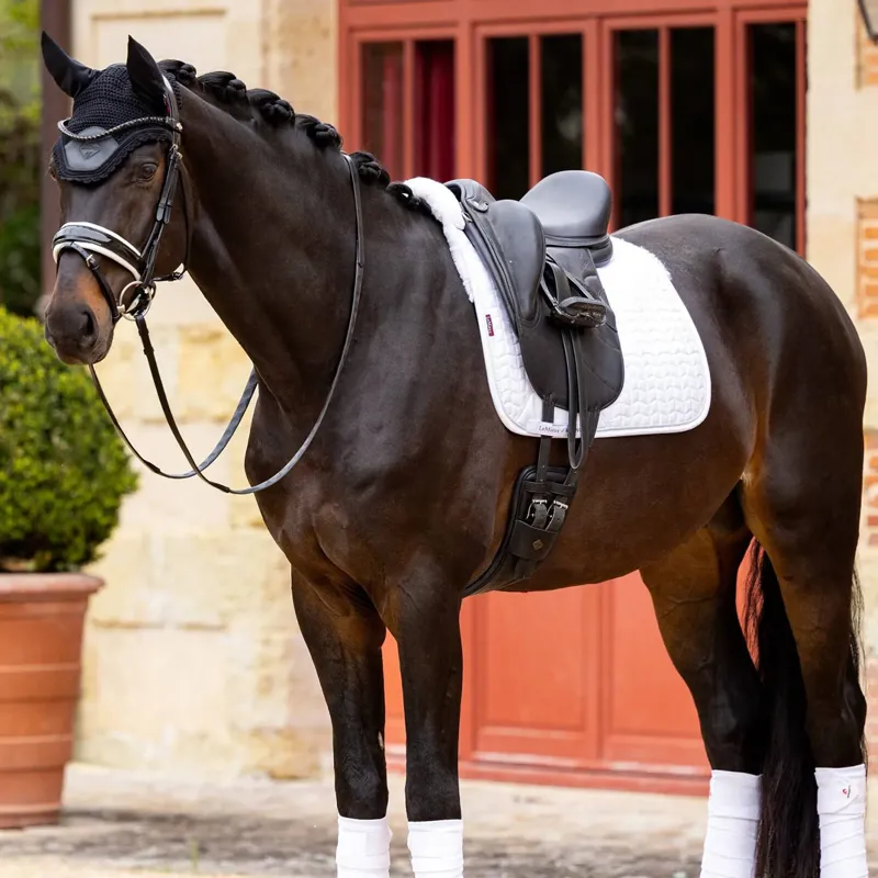 LeMieux Merino+ Half Lined Dressage Square - White/White-2