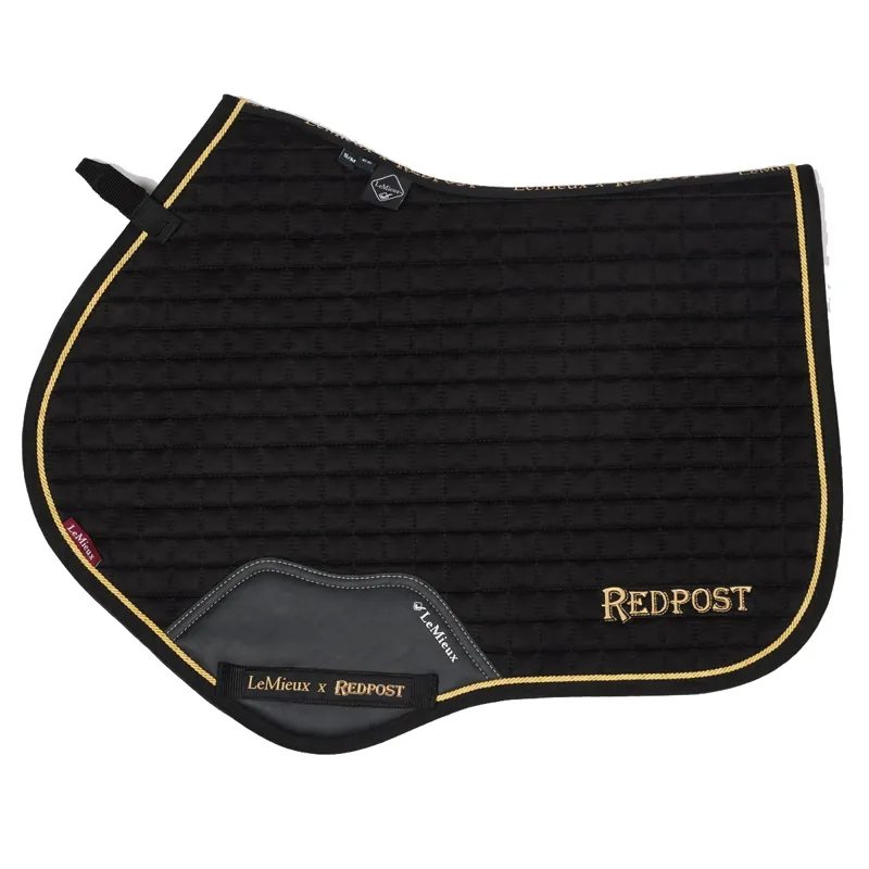 LeMieux x Redpost Suede Close Contact Saddlecloth - Black/Gold-1