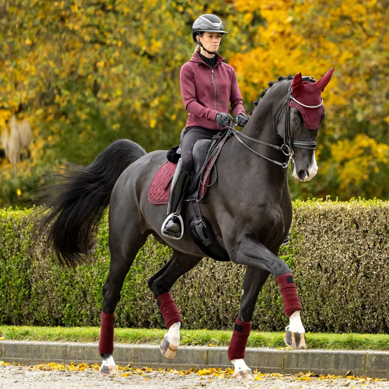LeMieux Crystal Suede Dressage Saddlecloth - Burgundy-3
