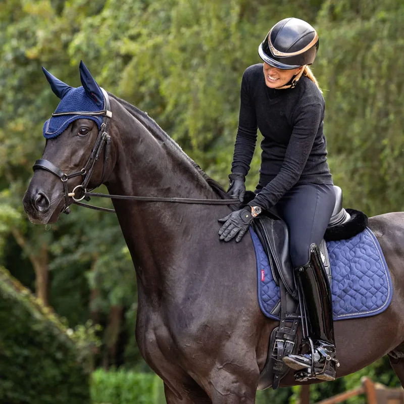 LeMieux Crystal Suede Dressage Saddlecloth - Navy-3