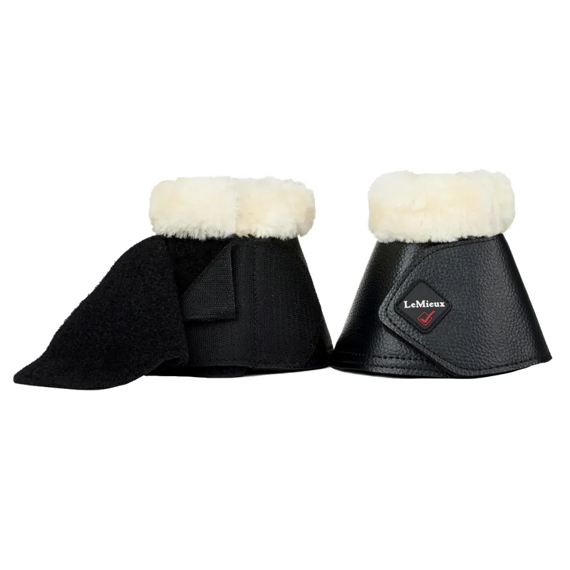 LeMieux Fleece WrapRound Overreach Boots - Black/Natural-1