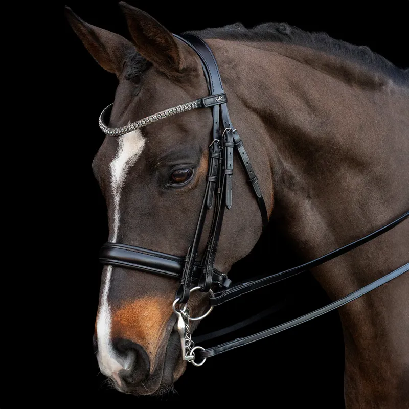 Schockemohle Malaga Removable Flash Bridle - Black/Silver-2