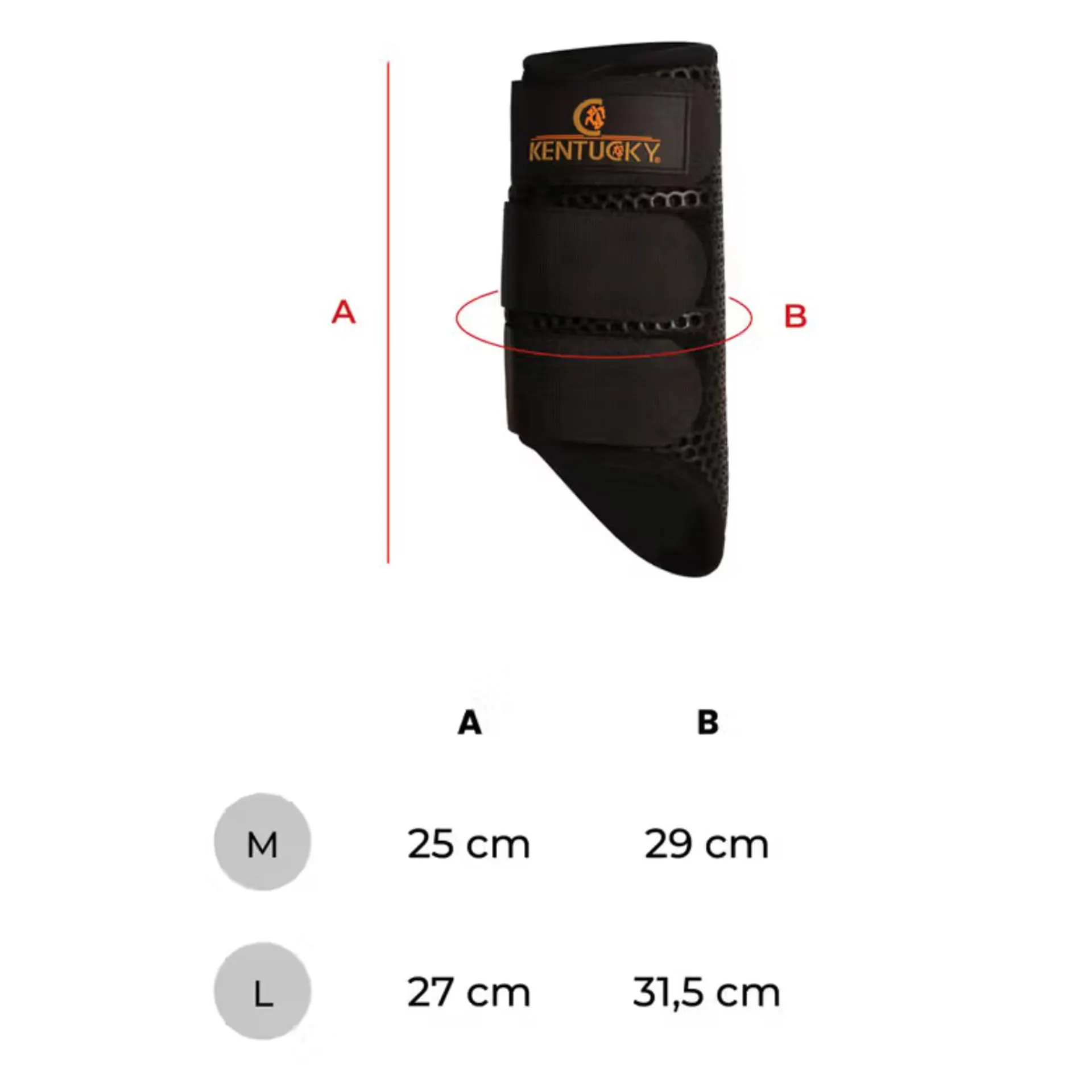 Kentucky ProAir Turnout Brushing Boots Size Guide