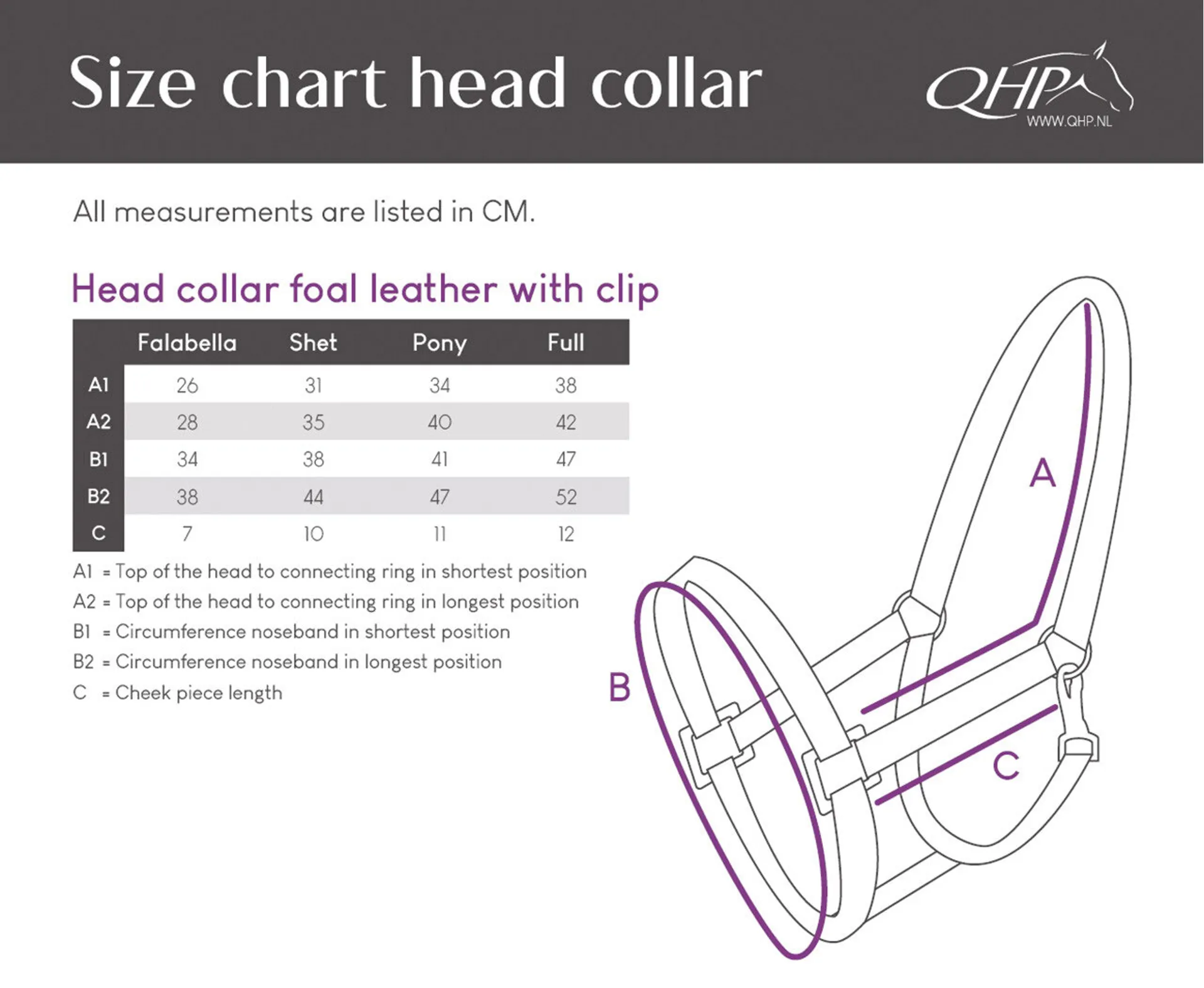 QHP Foal Headcollar Size Guide