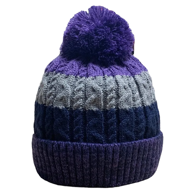 Platinum Ronay Ladies Knitted Waterproof Bobble Hat - Purple