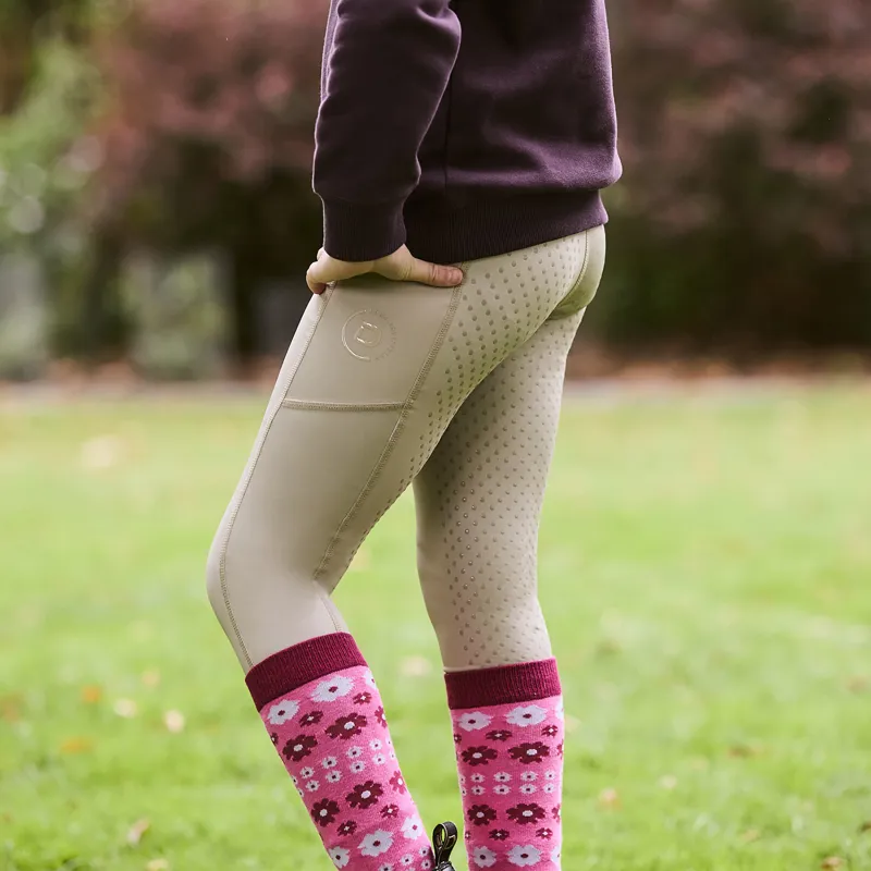 Dublin Everyday Full Grip Junior Riding Tights - Beige-4