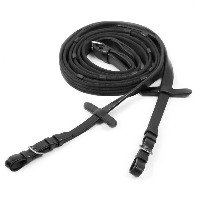 Schockemohle Continental Web Reins with Buckles - Black/Silver-1