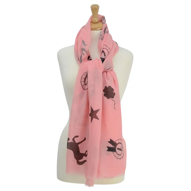 Hy Equestrian Balmoral Womens Scarf - Coral/Black