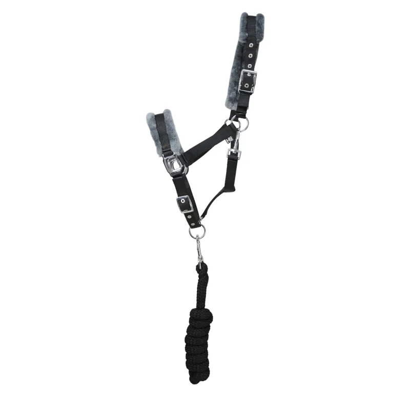 Hy Sport Active Headcollar and Lead Rope - Black 