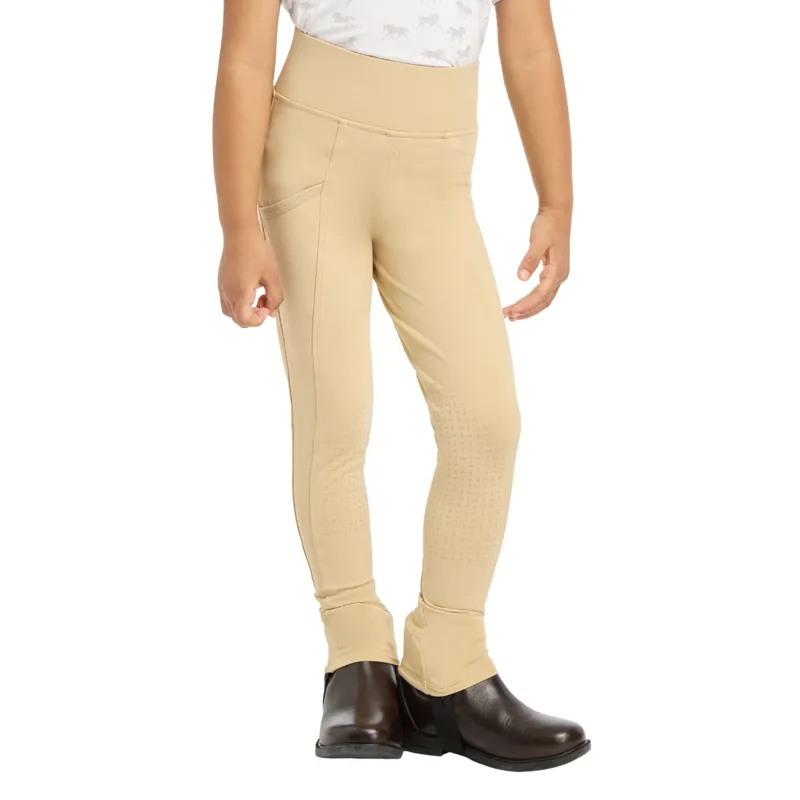 LeMieux Mini Junior Pull On Full Grip Riding Tights - Beige-1