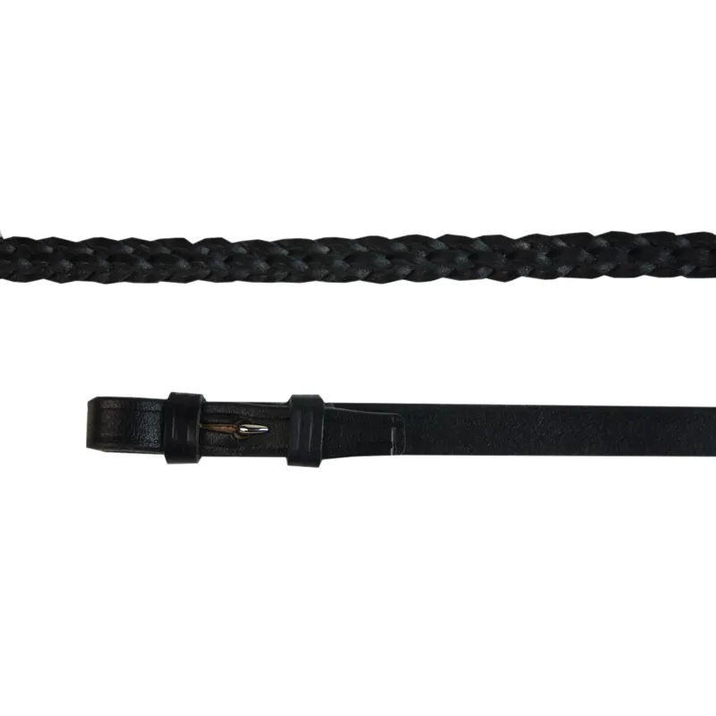 STS English Leather Plaited Reins - Black