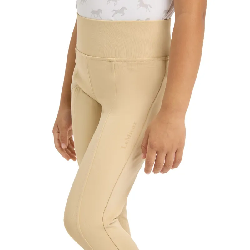 LeMieux Mini Junior Pull On Full Grip Riding Tights - Beige-2