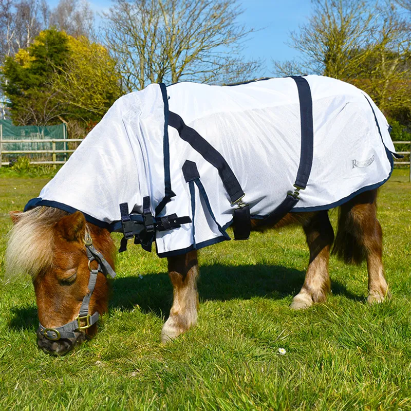 Rhinegold Mini Detachable Neck Fly Rug - White/Navy
