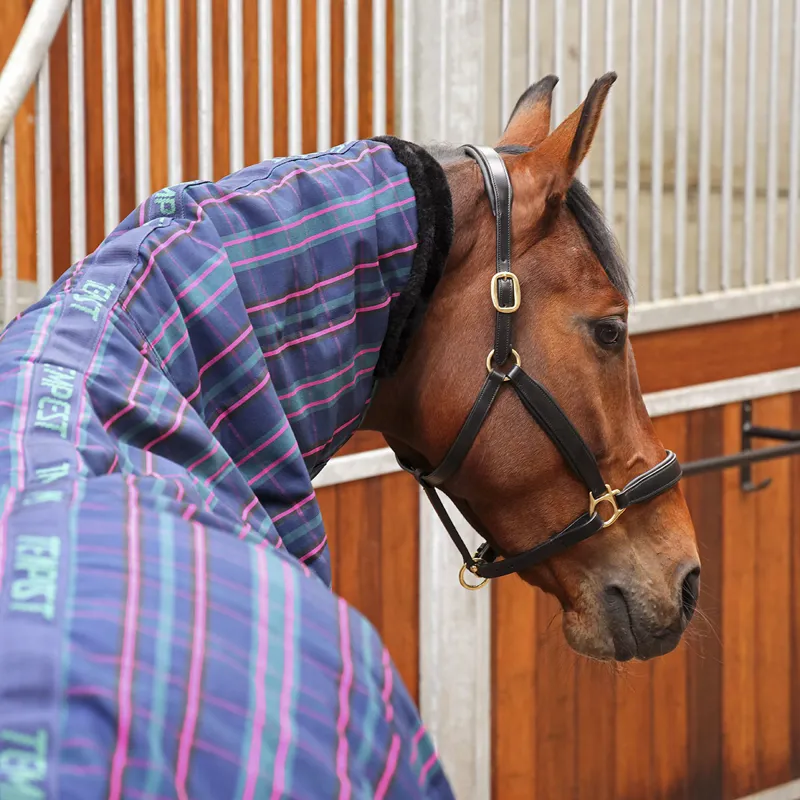 Shires Tempest Plus 100g Combo Neck Stable Rug - Navy Tartan-1