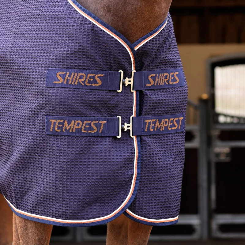 Shires Tempest Standard Neck Waffle Cooler Rug - Navy-1