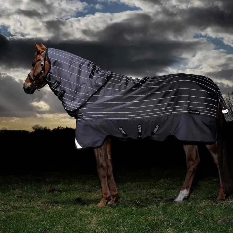 Amigo Bravo 12 Reflectech Plus 100g Turnout Rug - Grey/Reflective-1