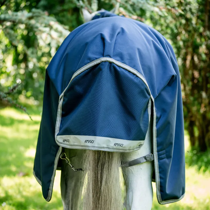 Amigo Bravo 12 Original 0g Turnout Rug - Navy/Titanium Grey/Silver-4
