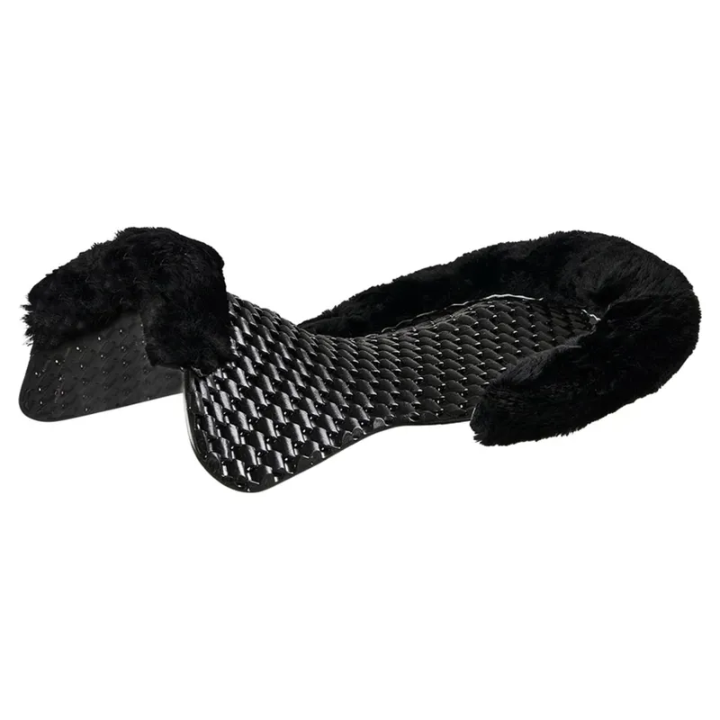 Acavallo NS-S Respira-S Cut-Out Flat Sheepskin Gel Pad - Black/Black