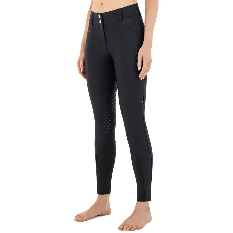 Equiline Adellek Full Grip Womens High Waist Winter Breeches - Black