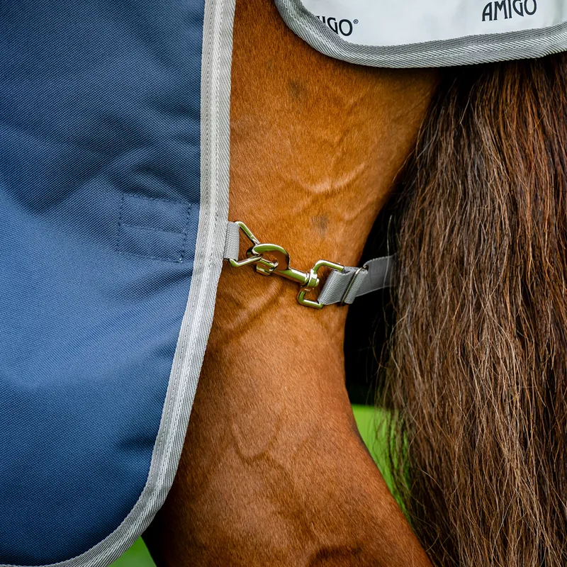 Amigo Bravo 1200D Plus 250g V-Front Turnout Rug - Navy/Titanium/Silver-5