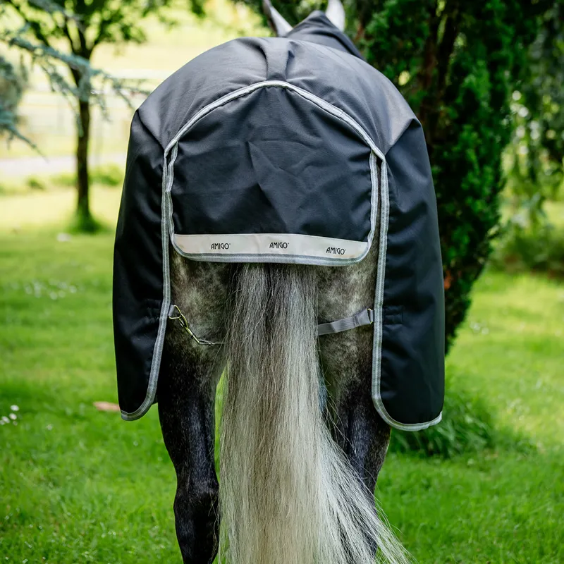 Amigo Bravo 1200D XL Standard Neck 0g Turnout Rug - Black/Titanium-2