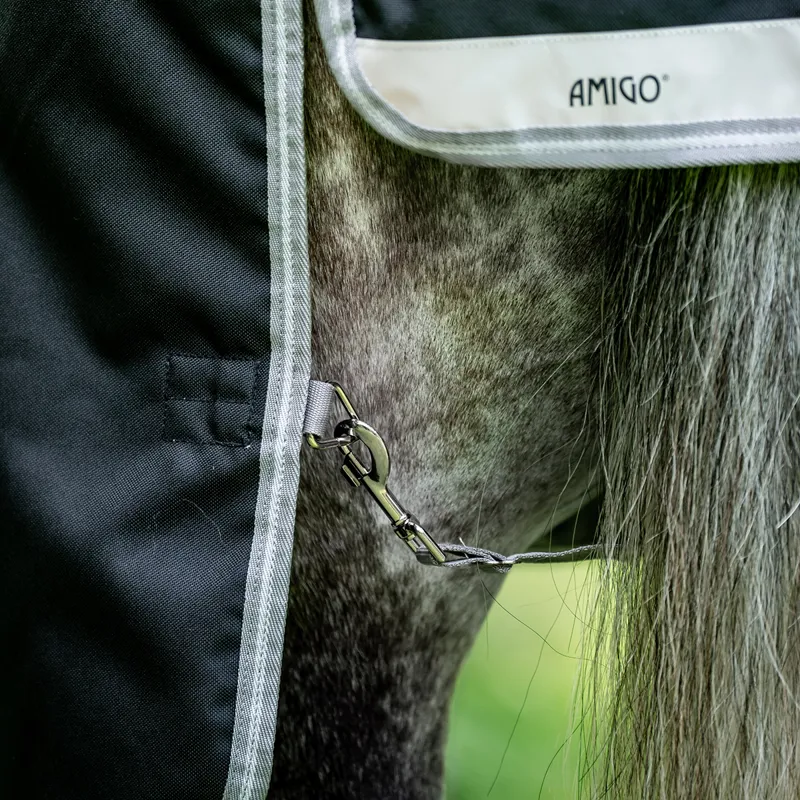 Amigo Bravo 1200D XL Standard Neck 0g Turnout Rug - Black/Titanium-3