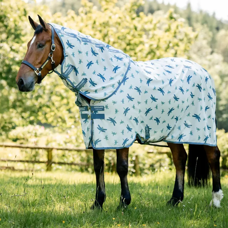 Amigo XL Bug Rug Plus Detach-A-Neck Fly Rug - Dragonfly Print/Silver