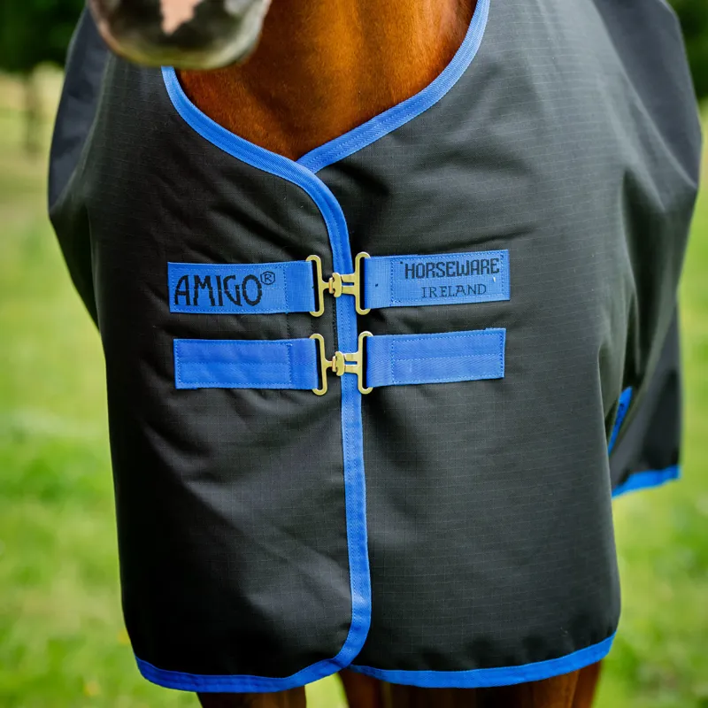 Amigo Ripstop 900D Plus 200g Detachable Neck Turnout Rug - Black/Blue-6