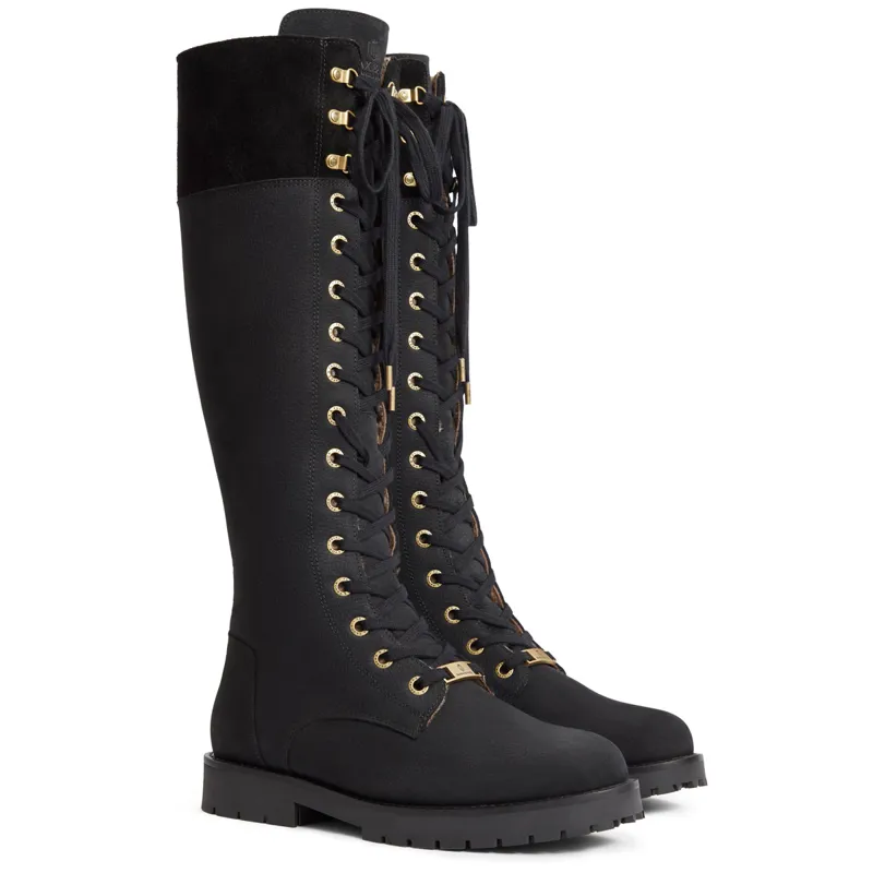 Fairfax and Favor Anglesey Ladies Knee High Combat Boots - Black 