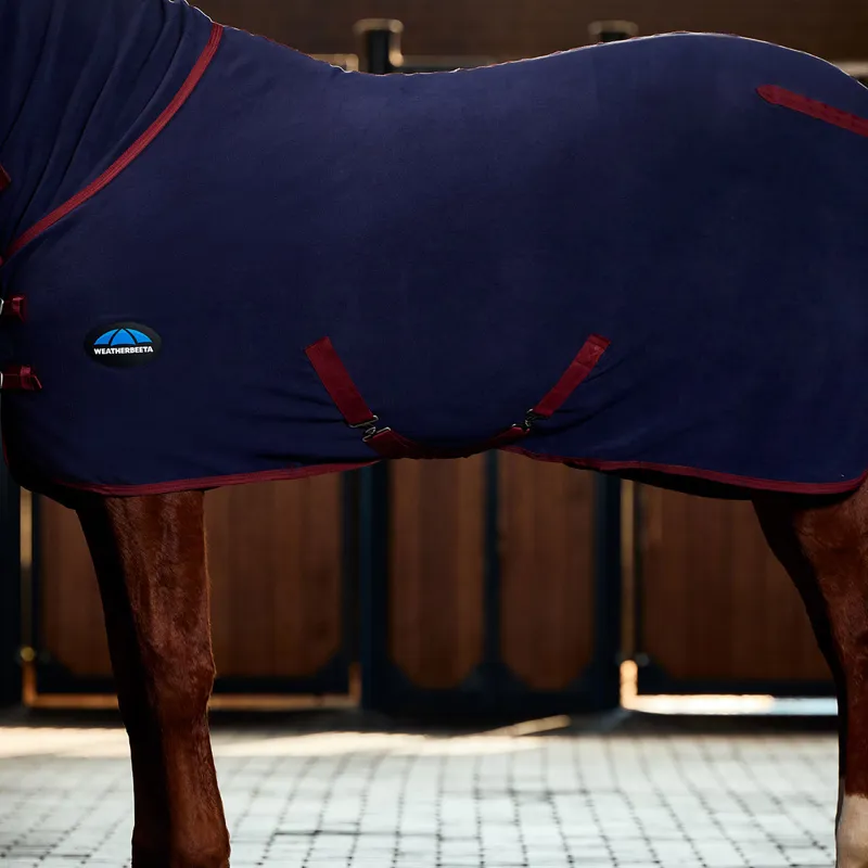 WeatherBeeta AntiStatic Fleece Combo Neck Cooler Rug - Navy/Burgundy-4