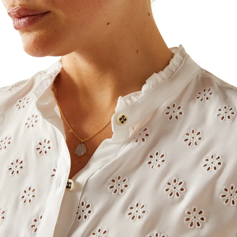 Ariat Country Clarion Ladies Blouse - White Eyelet - XS-2