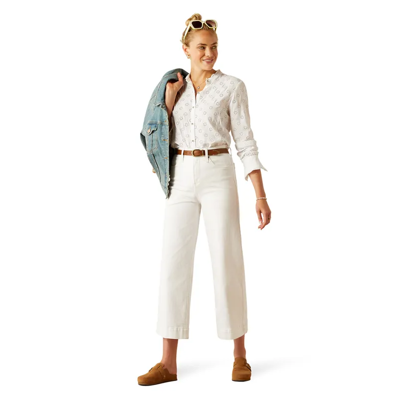 Ariat Country Clarion Ladies Blouse - White Eyelet - XS-4